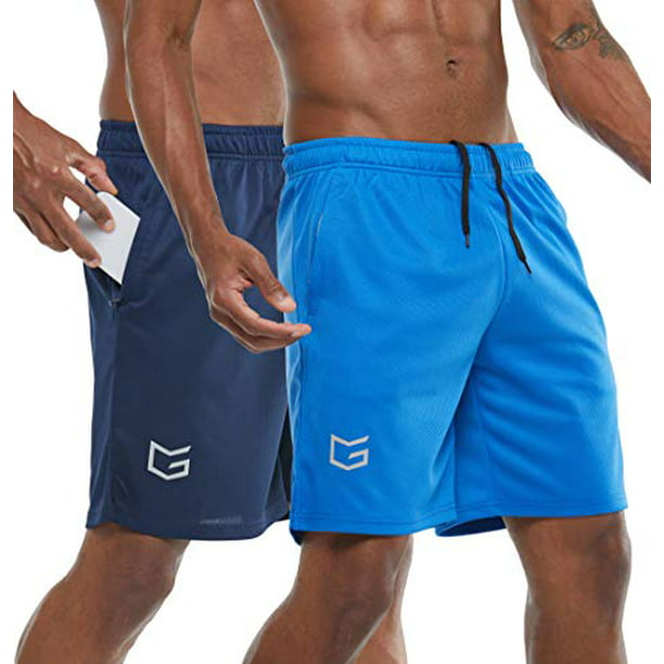 U/S Men's 7 Workout Running Shorts Quick Dry Lightweight Gym Shorts with Zip Pockets 
